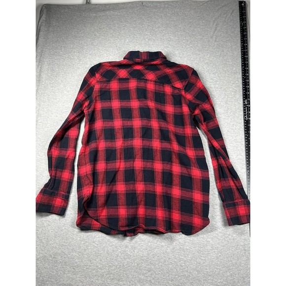 WOOLRICH WOMEN'S Red BLACK PLAID BUTTON UP FLANNEL SHIRT SIZE Medium - Picture 3 of 5